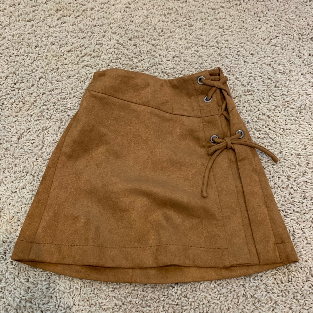 zara girls suede skirt with tie detailing